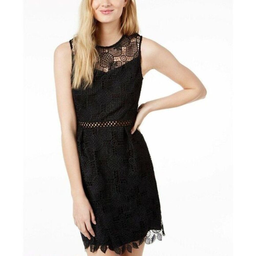 Maison Jules Black Lace Cutout Sheath Dress 2 XS